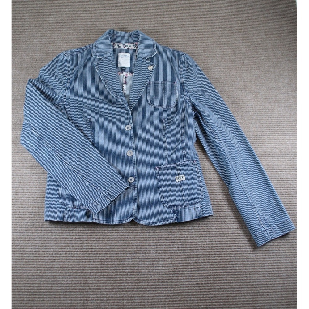 Eden Park Blue Railroad Stripe Denim Blazer Jacket Size 40 / US 8